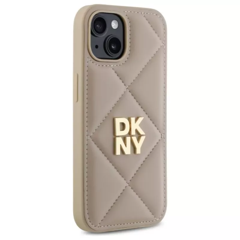 DKNY DKHCP15SPQDSLE Quilted Stack Logo Funda para iPhone 15 6,1 pulgadas Beige
