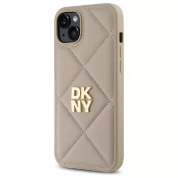 DKNY DKHCP15MPQDSLE Quilted Stack Logo Funda trasera para iPhone 15 Plus - Beige