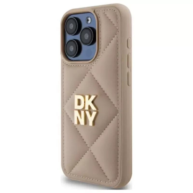 DKNY DKHCP15XPQDSLE Quilted Stack Logo Funda trasera para Apple iPhone 15 Pro Max 6,7 pulgadas Beige