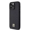 DKNY DKHMP13LPSHRPSK Funda rígida para iPhone 13 Pro / 13, piel sintética negra con logo metálico, MagSafe
