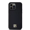 DKNY DKHMP13LPSHRPSK Funda rígida para iPhone 13 Pro / 13, piel sintética negra con logo metálico, MagSafe