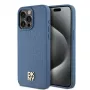 DKNY DKHMP15XPSHRPSB Funda rígida de piel con patrón monograma y logo metálico MagSafe para iPhone 15 Pro Max 6,7