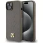 DKNY DKHMP15MPSHRPSW Funda rígida efecto piel con logo metálico, MagSafe para iPhone 15 Plus / 14 Plus 6,7