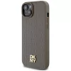 DKNY DKHMP15MPSHRPSW Funda rígida efecto piel con logo metálico, MagSafe para iPhone 15 Plus / 14 Plus 6,7