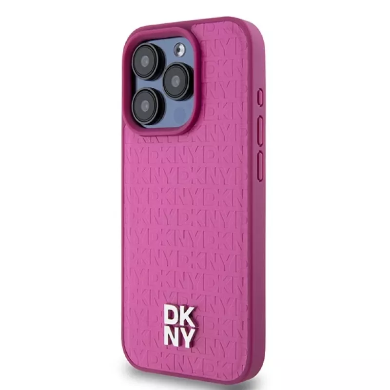 DKNY DKHMP15LPSHRPSP Funda rígida de piel rosa para iPhone 15 Pro 6,1