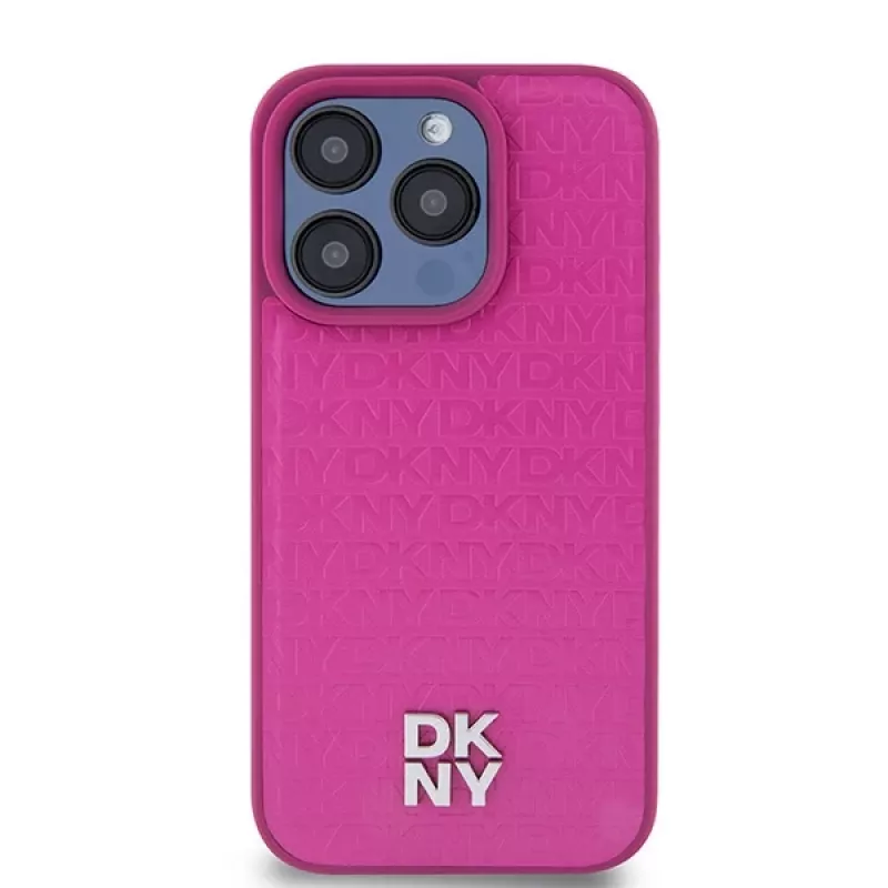 DKNY DKHMP15LPSHRPSP Funda rígida de piel rosa para iPhone 15 Pro 6,1