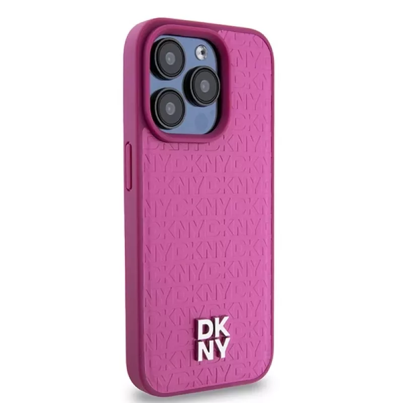 DKNY DKHMP15LPSHRPSP Funda rígida de piel rosa para iPhone 15 Pro 6,1