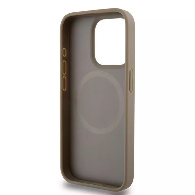 DKNY DKHMP15XPSOSPW Funda rígida de piel con patrón impreso y logo metálico MagSafe para iPhone 15 Pro Max 6,7