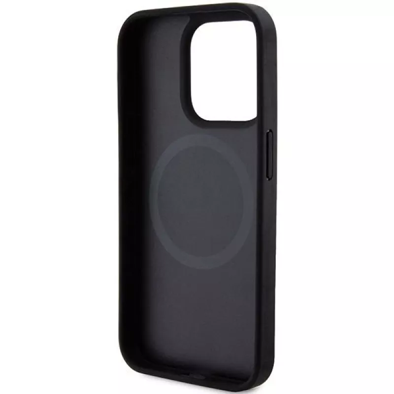 DKNY DKHMP15XPSOSPK Funda rígida de piel con patrón impreso y logo metálico MagSafe para iPhone 15 Pro Max 6,7