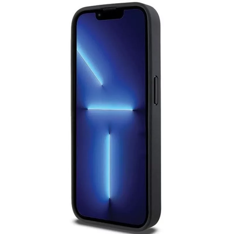 DKNY DKHMP15XPSOSPK Funda rígida de piel con patrón impreso y logo metálico MagSafe para iPhone 15 Pro Max 6,7