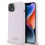 DKNY DKHMP14SSMCHLP Funda rígida de silicona líquida con logo metálico MagSafe para iPhone 13/14/15 6,1