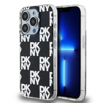 DKNY DKHCP15LHDLCEK Funda rígida para Apple iPhone 15 Pro 6.1, negra, IML Checkered Mono Pattern