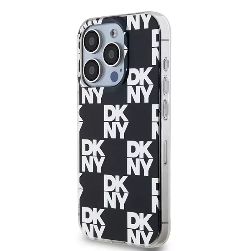 DKNY DKHCP15LHDLCEK funda rígida para Apple iPhone 15 Pro 6,1, negra, IML Checkered Mono Pattern