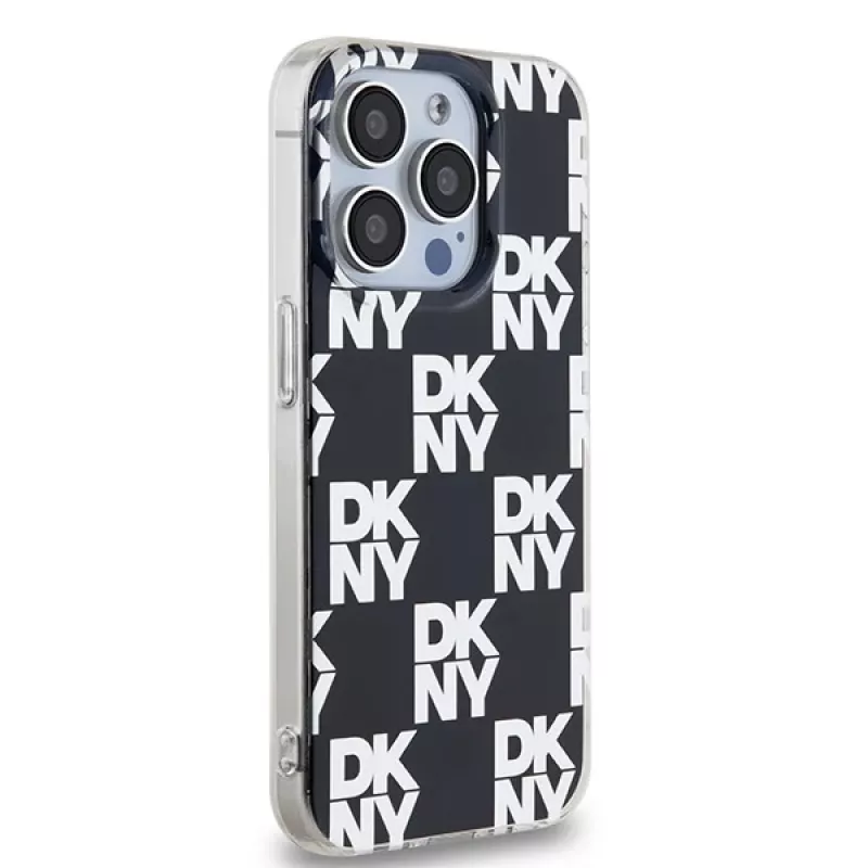 DKNY DKHCP15LHDLCEK funda rígida para Apple iPhone 15 Pro 6,1, negra, IML Checkered Mono Pattern