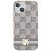 DKNY DKHMP15SHCPTSE Funda rígida para Apple iPhone 15 / 14 / 13 6,1 inch beige Checkered Mono Pattern & Printed Stripes MagSafe