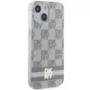 DKNY DKHMP15SHCPTSE Funda rígida para Apple iPhone 15 / 14 / 13 6,1 inch beige Checkered Mono Pattern & Printed Stripes MagSafe