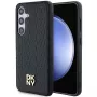 DKNY DKHMS24SPSHRPSK Funda rígida efecto piel logo metálico MagSafe para Samsung Galaxy S24, negra