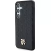 DKNY DKHMS24SPSHRPSK Funda rígida efecto piel logo metálico MagSafe para Samsung Galaxy S24, negra