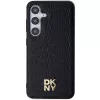 DKNY DKHMS24SPSHRPSK Funda rígida efecto piel logo metálico MagSafe para Samsung Galaxy S24, negra