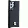 DKNY DKHMS24LPSHRPSK Funda rígida para Samsung Galaxy S24 Ultra, diseño de piel negra con logo metálico, compatible con MagSafe