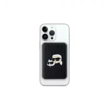 Karl Lagerfeld Batería externa inalámbrica 5000mAh 15W MagSafe negra Karl & Choupette Head Pin KF002166