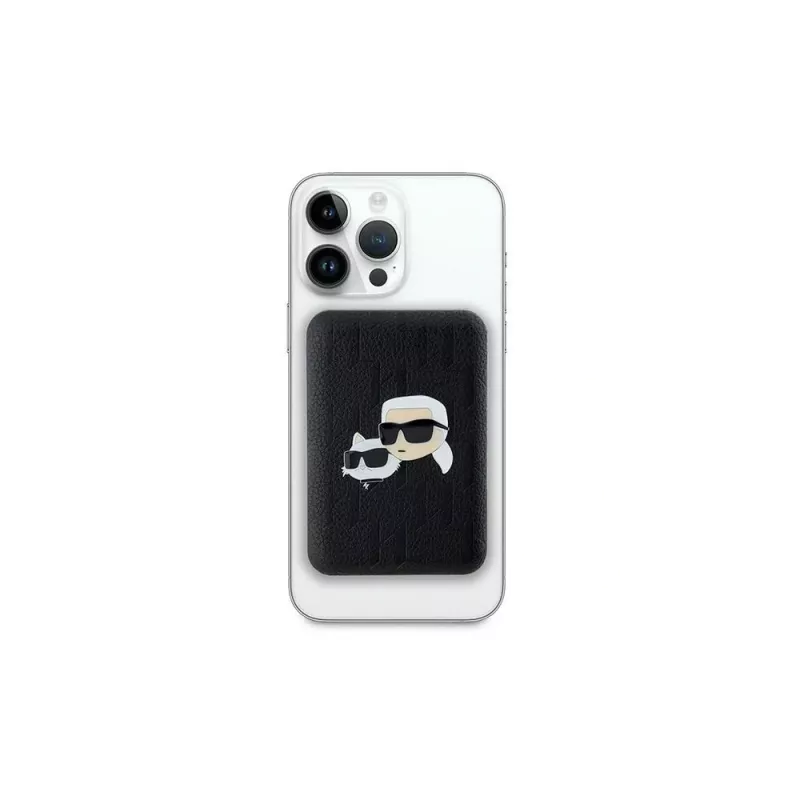 Karl Lagerfeld Batería externa inalámbrica 5000mAh 15W MagSafe negra Karl & Choupette Head Pin KF002166