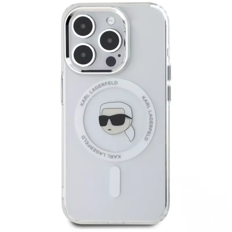 KARL LAGERFELD Funda IML Metal Karl Head MagSafe para Apple iPhone 15 Pro Max blanca