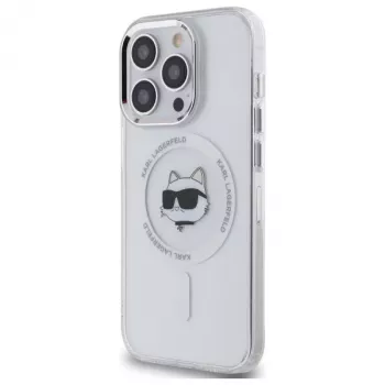 Karl Lagerfeld KLHMP14LHLSCHH iPhone 14 Pro 6.1 funda rígida IML Metal Choupette Head MagSafe blanca