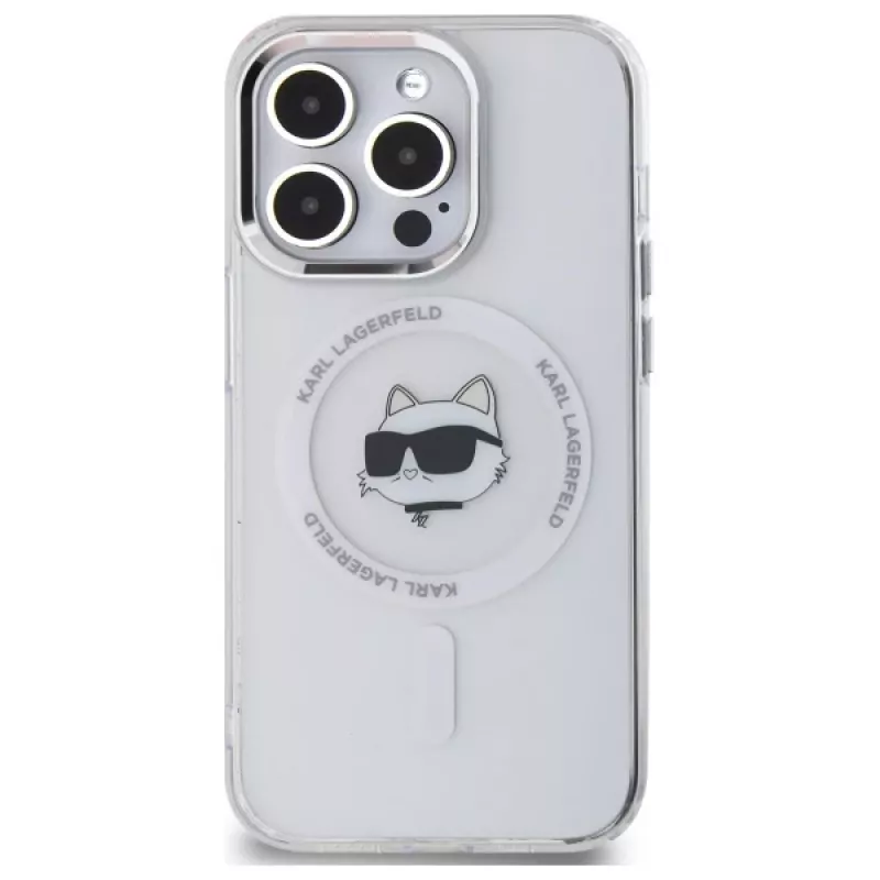 Karl Lagerfeld KLHMP14LHLSCHH iPhone 14 Pro 6.1 funda rígida IML Metal Choupette Head MagSafe blanca