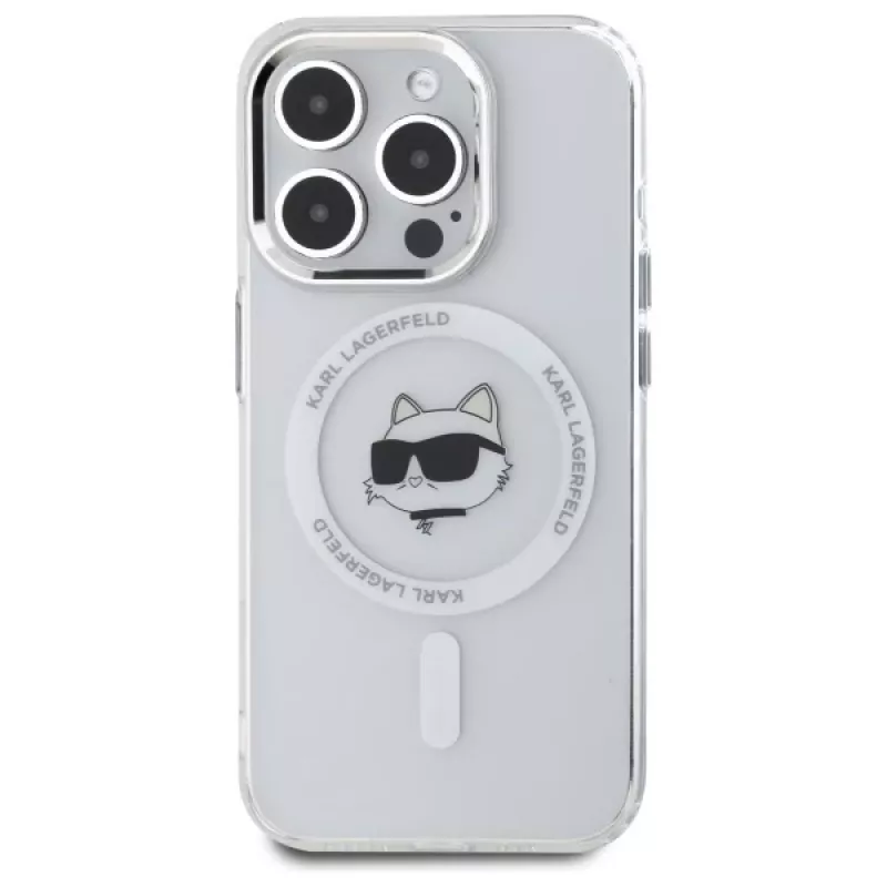 Karl Lagerfeld KLHMP15LHLSCHH Funda rígida IML Metal Choupette Head MagSafe para iPhone 15 Pro 6,1