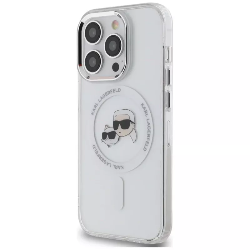 Karl Lagerfeld KLHMP14LHLSKCH Funda rígida IML Metal Karl & Choupette Head MagSafe para iPhone 14 Pro 6,1