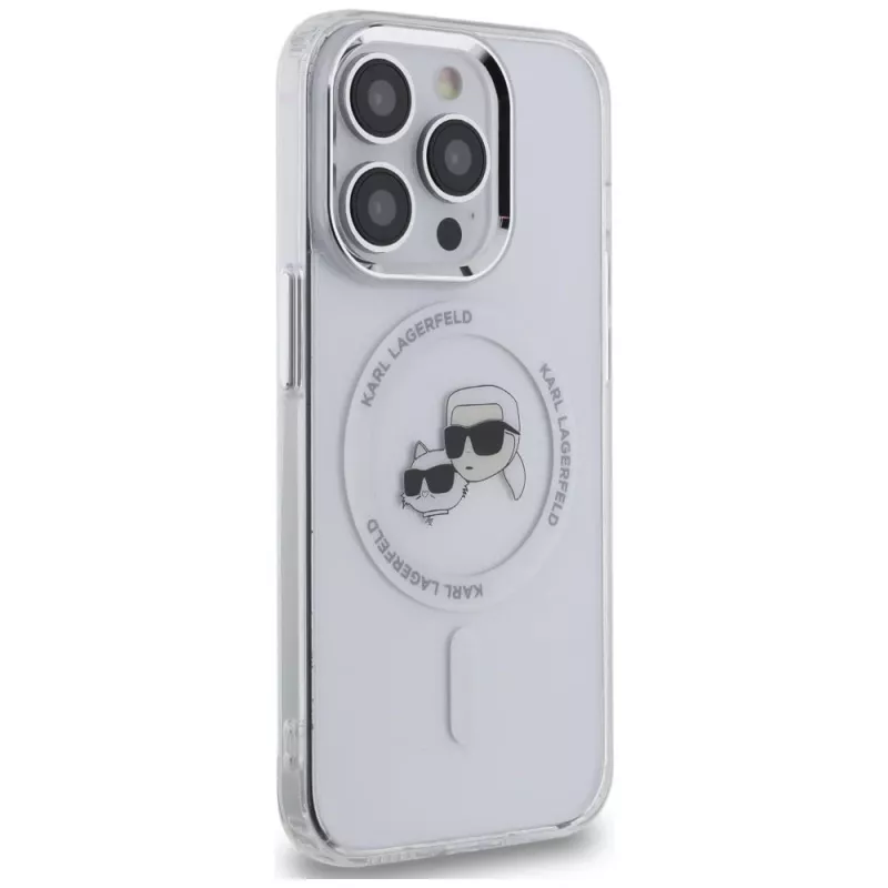 Karl Lagerfeld KLHMP14LHLSKCH Funda rígida IML Metal Karl & Choupette Head MagSafe para iPhone 14 Pro 6,1
