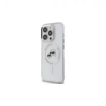 Karl Lagerfeld KLHMP14XHLSKCH Funda rígida IML Metal Karl & Choupette Head MagSafe para iPhone 14 Pro Max 6,7