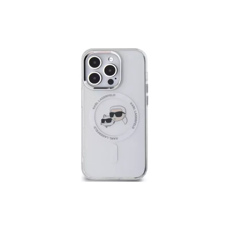 Karl Lagerfeld KLHMP14XHLSKCH Funda rígida IML Metal Karl & Choupette Head MagSafe para iPhone 14 Pro Max 6,7