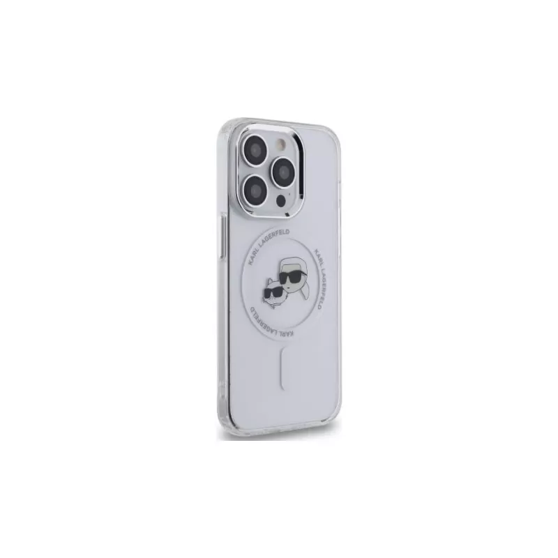 Karl Lagerfeld KLHMP14XHLSKCH Funda rígida IML Metal Karl & Choupette Head MagSafe para iPhone 14 Pro Max 6,7
