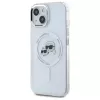 Karl Lagerfeld KLHMP15SHLSKCH Funda rígida IML Metal Karl & Choupette Head MagSafe para Apple iPhone 15 6,1 inch blanca