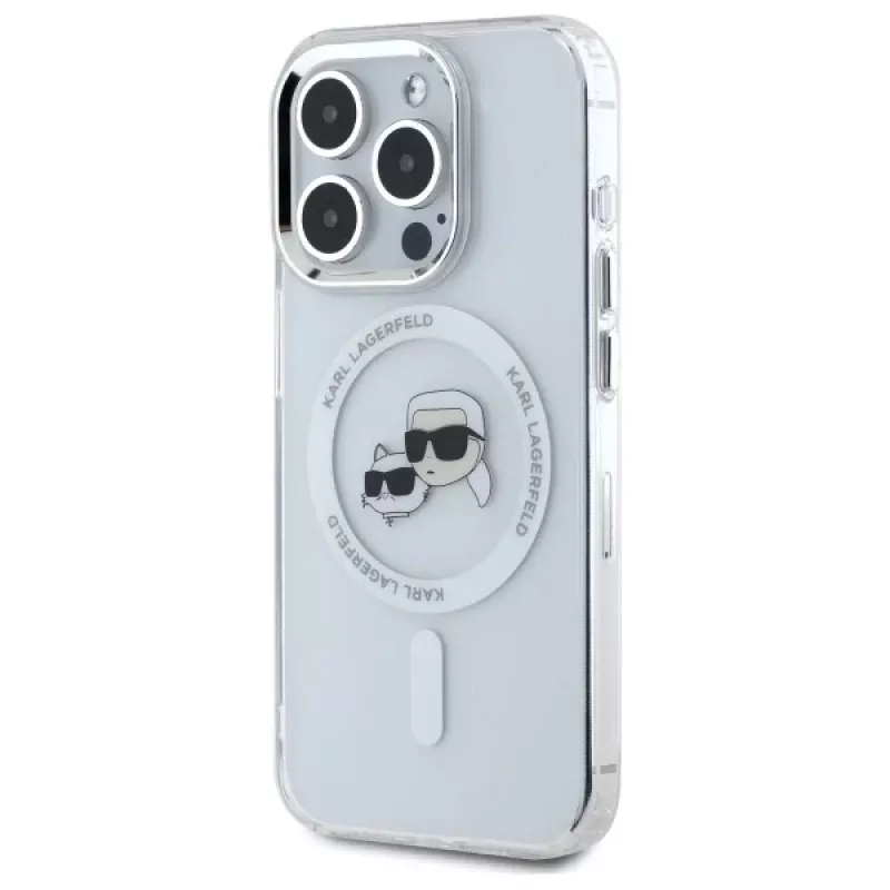 Karl Lagerfeld KLHMP15LHLSKCH Funda rígida IML Metal Karl & Choupette Head MagSafe para iPhone 15 Pro 6,1