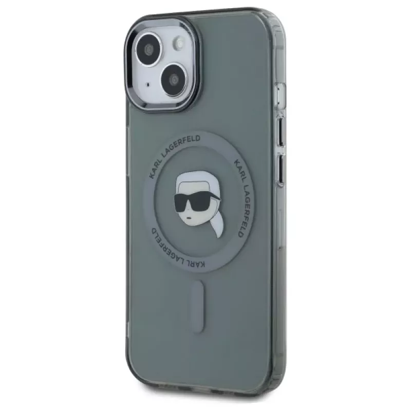 Karl Lagerfeld KLHMP15SHLSKIK Funda rígida IML Metal Karl Head MagSafe para Apple iPhone 15 6,1
