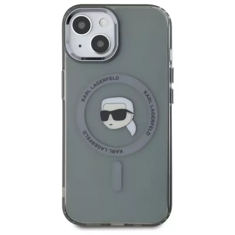 Karl Lagerfeld KLHMP15SHLSKIK Funda rígida IML Metal Karl Head MagSafe para Apple iPhone 15 6,1