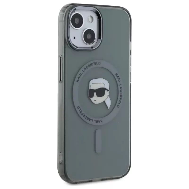 Karl Lagerfeld KLHMP15SHLSKIK Funda rígida IML Metal Karl Head MagSafe para Apple iPhone 15 6,1