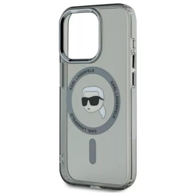 Karl Lagerfeld KLHMP15XHLSKIK Funda rígida IML Metal Karl Head MagSafe para iPhone 15 Pro Max 6,7 inch negra