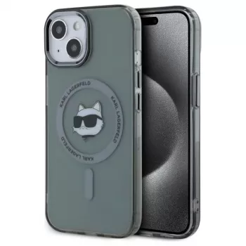 Karl Lagerfeld KLHMP15SHLSCHK Funda rígida IML Metal Choupette Head MagSafe para iPhone 15 6,1