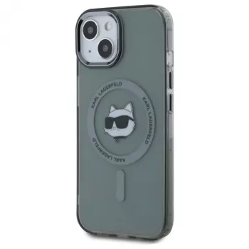 Karl Lagerfeld KLHMP15SHLSCHK Funda rígida IML Metal Choupette Head MagSafe para iPhone 15 6,1