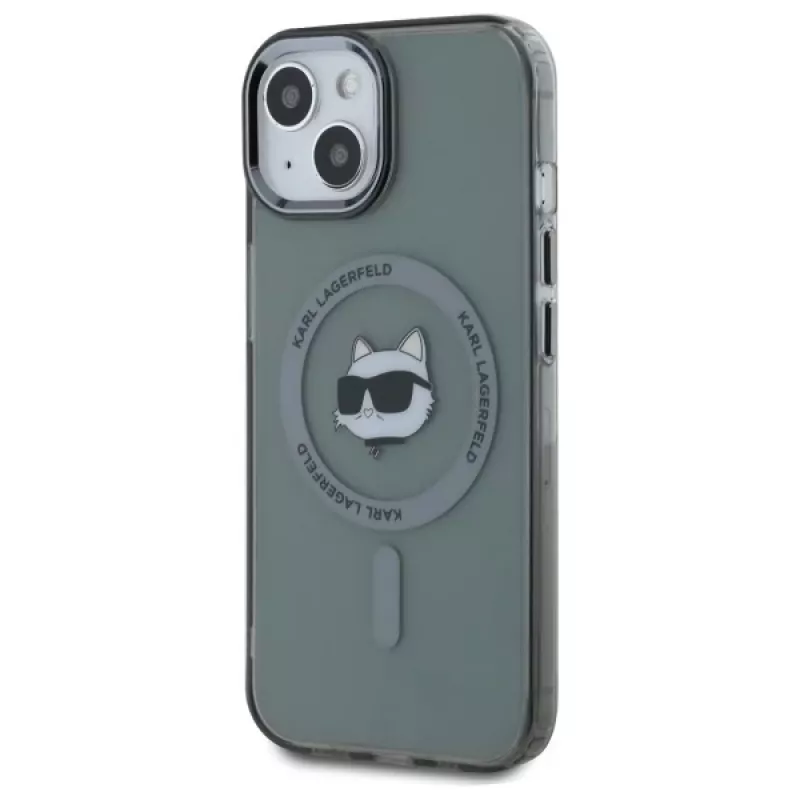 Karl Lagerfeld KLHMP15SHLSCHK Funda rígida IML Metal Choupette Head MagSafe para iPhone 15 6,1