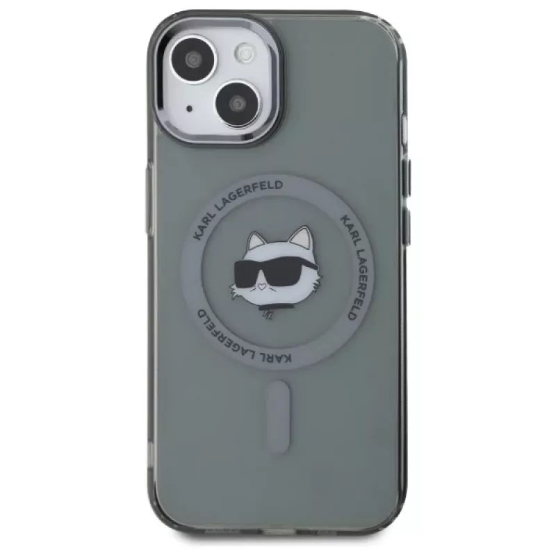 Karl Lagerfeld KLHMP15SHLSCHK Funda rígida IML Metal Choupette Head MagSafe para iPhone 15 6,1
