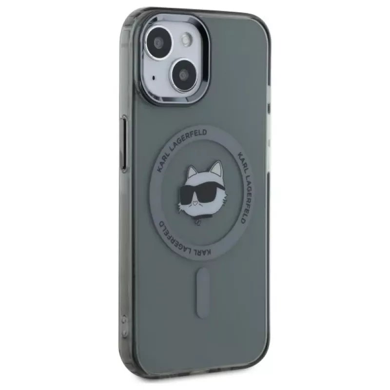 Karl Lagerfeld KLHMP15SHLSCHK Funda rígida IML Metal Choupette Head MagSafe para iPhone 15 6,1