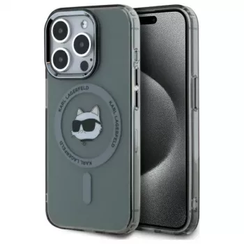 Karl Lagerfeld KLHMP15LHLSCHK Funda rígida IML Metal Choupette Head MagSafe para iPhone 15 Pro 6,1