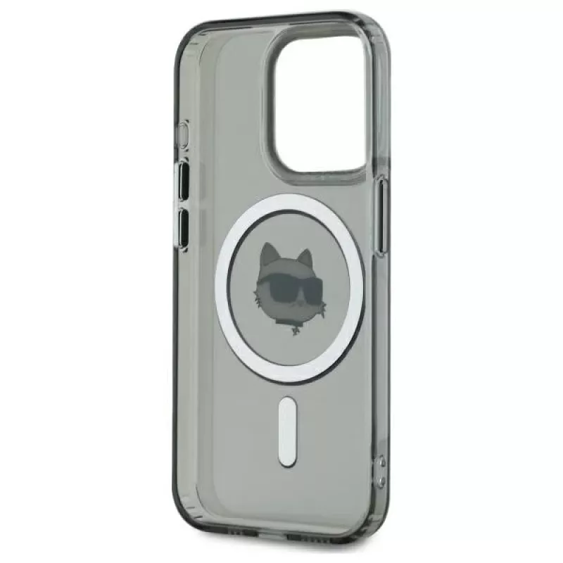 Karl Lagerfeld KLHMP15LHLSCHK Funda rígida IML Metal Choupette Head MagSafe para iPhone 15 Pro 6,1