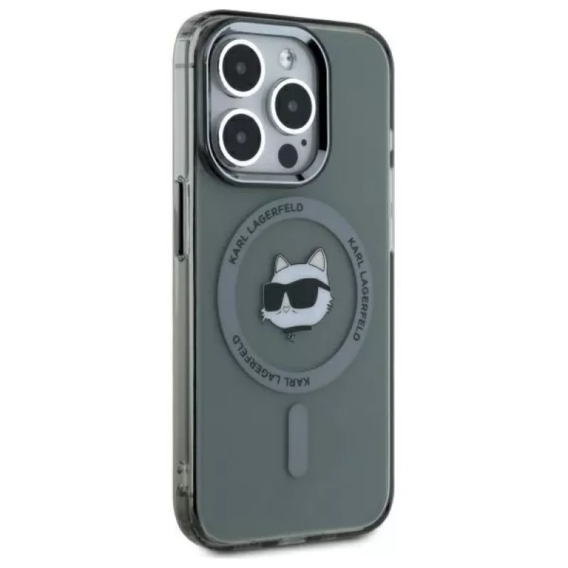Karl Lagerfeld KF002417 Funda rígida IML Metal Choupette Head MagSafe para iPhone 15 Pro Max 6,7