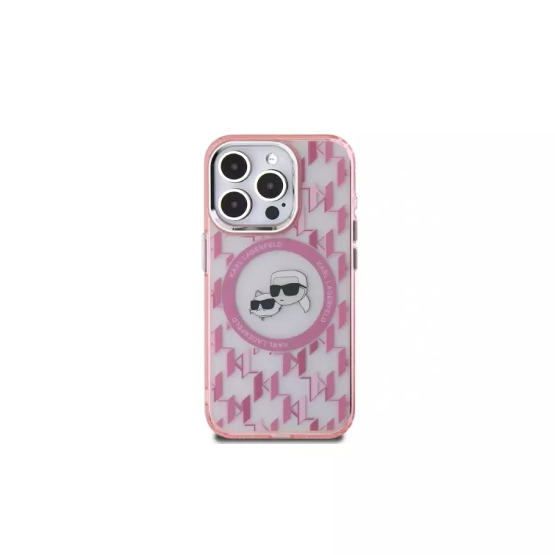 Karl Lagerfeld KLHMP15LHMCKMHP Funda trasera IML Monogram Karl & Choupette Head MagSafe para iPhone 15 Pro 6,1